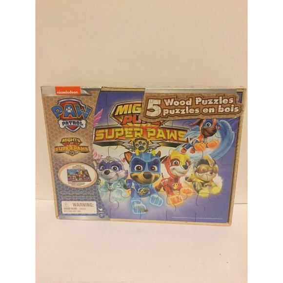 5 Wooden Paw Patrol Super Heroes Puzzles Nickelodeon Spin Master - Picture 1 of 4